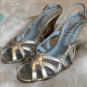 Cynthia Rowley gold wedge sandals Sz 6.5